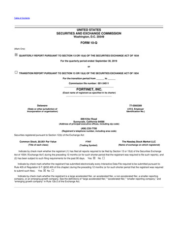 Vorschaubild Fortinet 10-Q Quartalsbericht 2019 