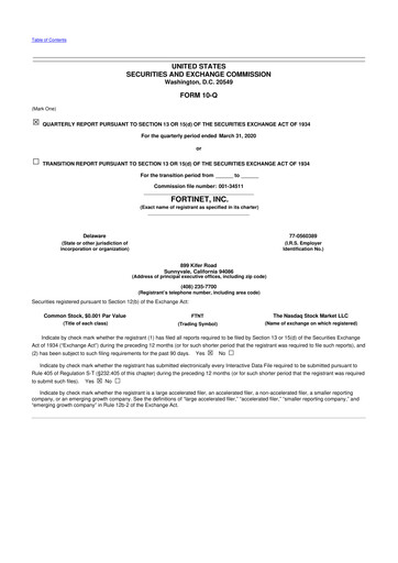 Vorschaubild Fortinet 10-Q Quartalsbericht 2020 