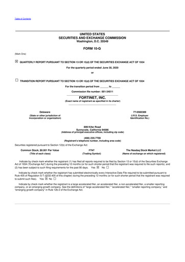 Vorschaubild Fortinet 10-Q Quartalsbericht 2020 