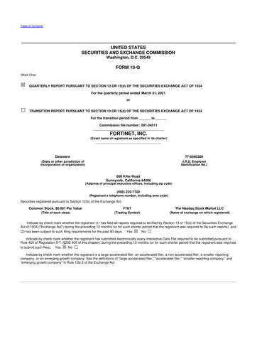 Vorschaubild Fortinet 10-Q Quartalsbericht 2021 