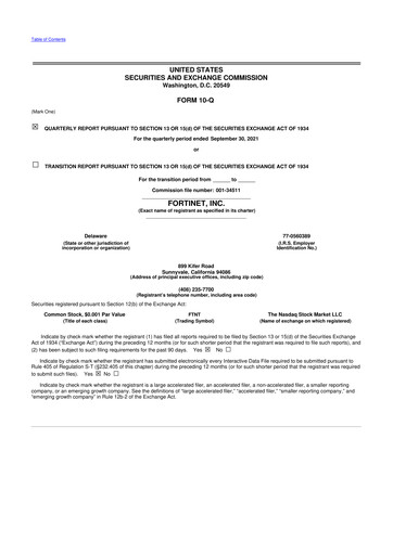 Vorschaubild Fortinet 10-Q Quartalsbericht 2021 