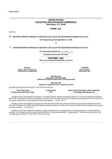 Vorschaubild Fortinet 10-Q Quartalsbericht 2022 