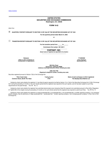 Thumbnail Fortinet 10-Q Quarterly Report FY 