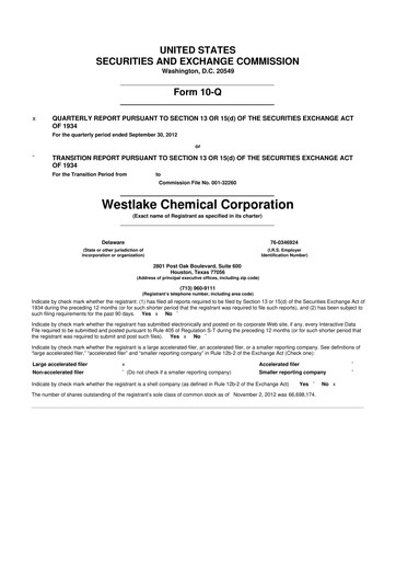 Thumbnail Westlake Corporation
 10-Q Quarterly Report FY2012 