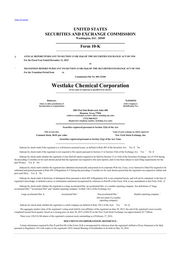 Thumbnail Westlake Corporation
 10-K Annual Report 2015