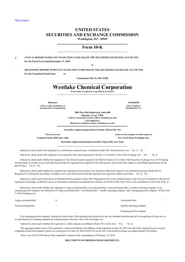 Thumbnail Westlake Corporation
 10-K Annual Report 2018