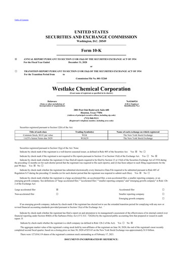 Thumbnail Westlake Corporation
 10-K Annual Report 2020