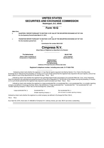 Thumbnail Cimpress 10-Q Quarterly Report FY2016 