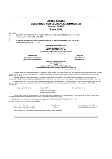 Thumbnail Cimpress 10-Q Quarterly Report FY2019 