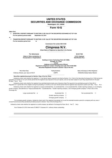 Thumbnail Cimpress 10-Q Quarterly Report FY2020 