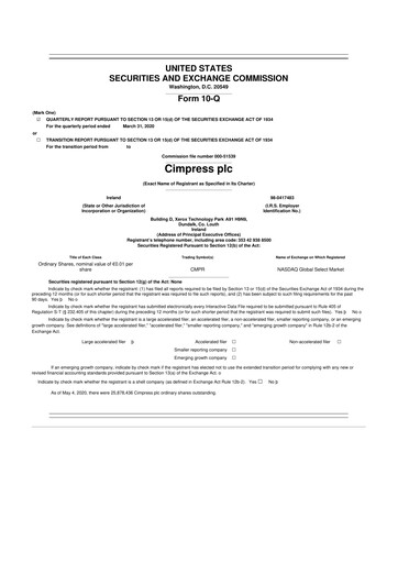 Thumbnail Cimpress 10-Q Quarterly Report FY2020 