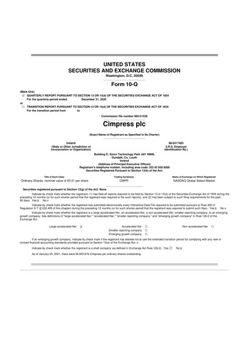 Thumbnail Cimpress 10-Q Quarterly Report FY2021 