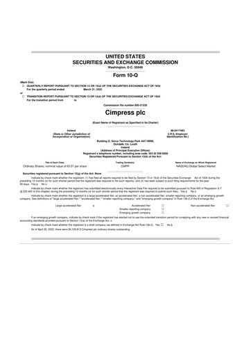 Thumbnail Cimpress 10-Q Quarterly Report FY2022 