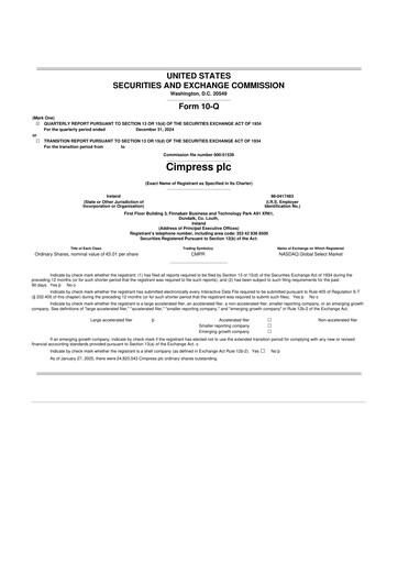 Thumbnail Cimpress 10-Q Quarterly Report FY2025 