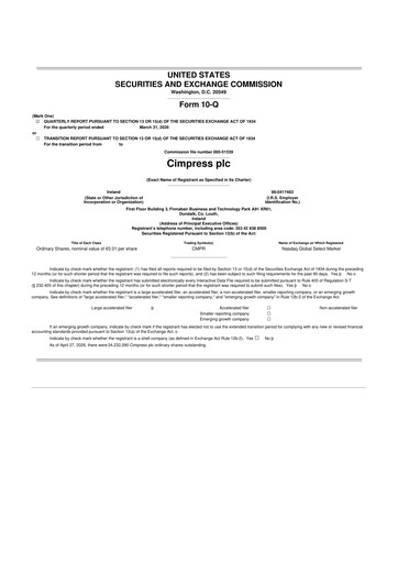 Thumbnail Cimpress 10-Q Quarterly Report FY 