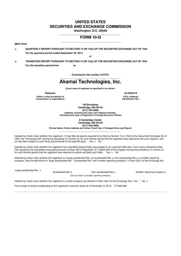 Thumbnail Akamai
 10-Q Quarterly Report FY2014 