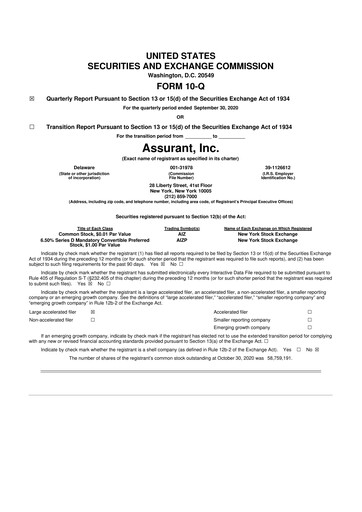 Thumbnail Assurant 10-Q Quarterly Report FY2020 