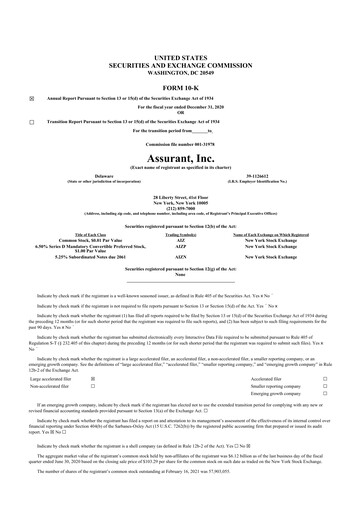 Thumbnail Assurant 10-K Annual Report 2020