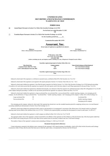 Thumbnail Assurant 10-K Annual Report 2021