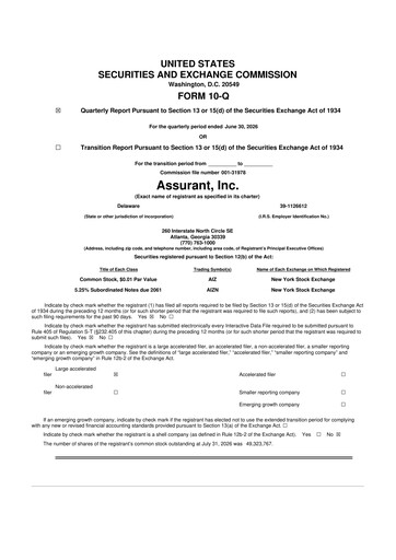 Miniature Assurant 10-Q Rapport trimestriel 2026 