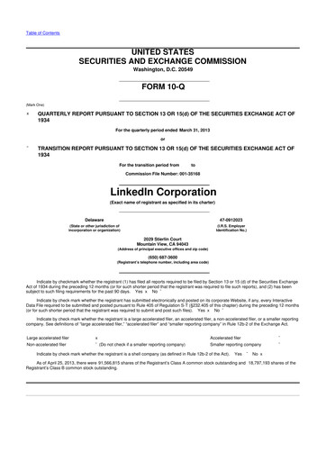 Thumbnail Linkedin 10-Q Quarterly Report FY2013 