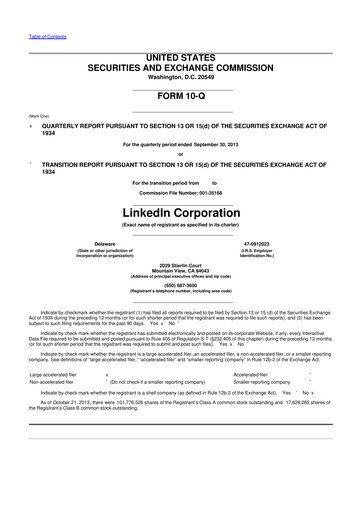 Thumbnail Linkedin 10-Q Quarterly Report FY2013 