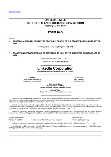 Thumbnail Linkedin 10-Q Quarterly Report FY2016 