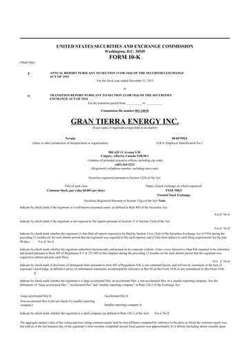 Thumbnail Gran Tierra Energy 10-K Annual Report 2013