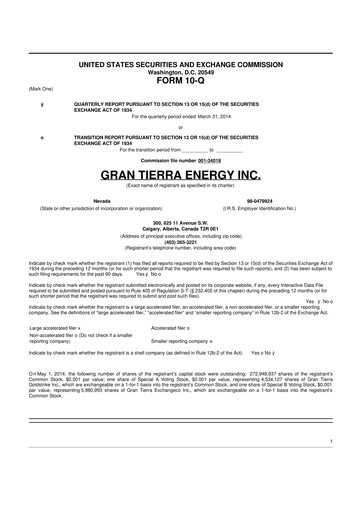 Thumbnail Gran Tierra Energy 10-Q Quarterly Report FY2014 