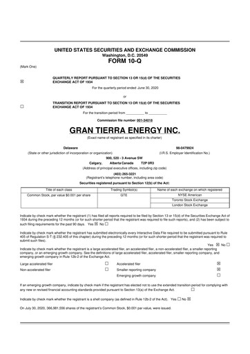 Thumbnail Gran Tierra Energy 10-Q Quarterly Report FY2020 