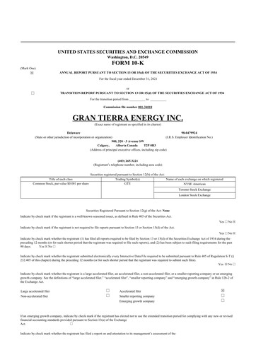 Thumbnail Gran Tierra Energy 10-K Annual Report 2021