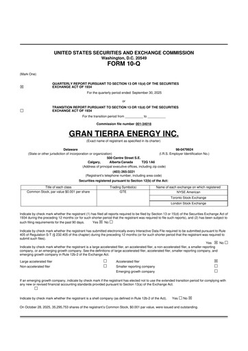Thumbnail Gran Tierra Energy 10-Q Quarterly Report FY2025 