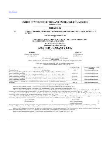 Thumbnail Assured Guaranty 10-K Annual Report 2020