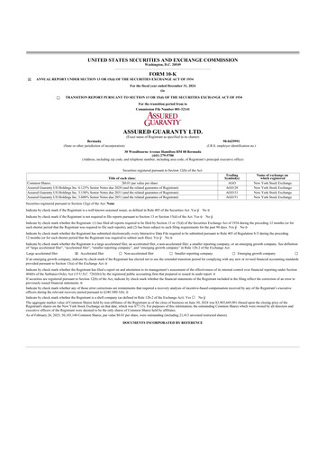 Thumbnail Assured Guaranty 10-K Annual Report 2024