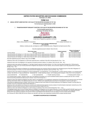 Thumbnail Assured Guaranty 10-K Annual Report 