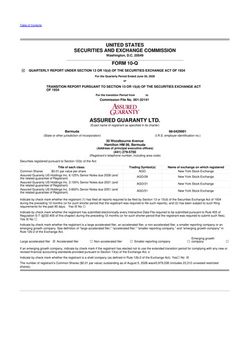 Thumbnail Assured Guaranty 10-Q Quarterly Report FY2026 