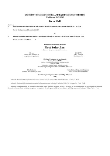 Thumbnail First Solar
 10-K Annual Report 