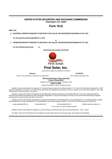 Thumbnail First Solar
 10-Q Quarterly Report FY2013 