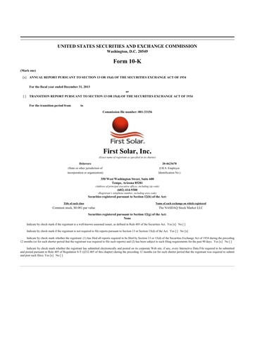 Thumbnail First Solar
 10-K Annual Report 2013