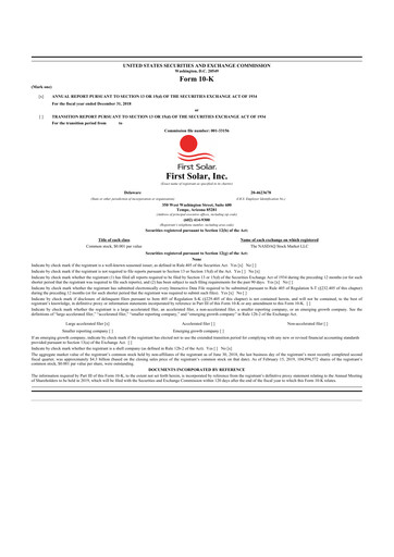 Thumbnail First Solar
 10-K Annual Report 2018