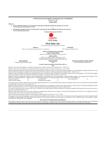 Thumbnail First Solar
 10-K Annual Report 2023