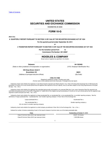 Thumbnail Noodles & Company 10-Q Quarterly Report FY2014 