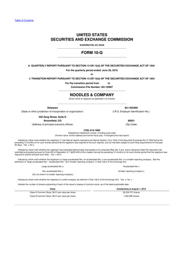 Thumbnail Noodles & Company 10-Q Quarterly Report FY2016 