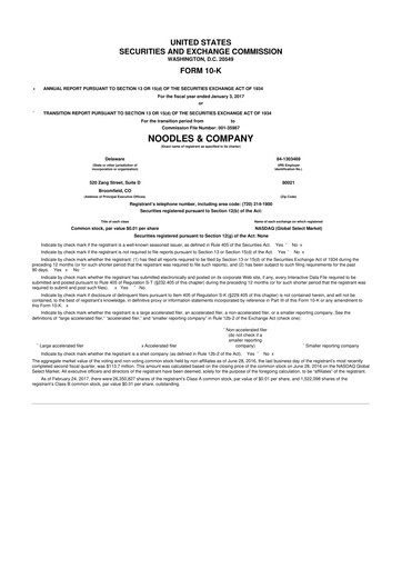 Thumbnail Noodles & Company 10-K Annual Report 2016