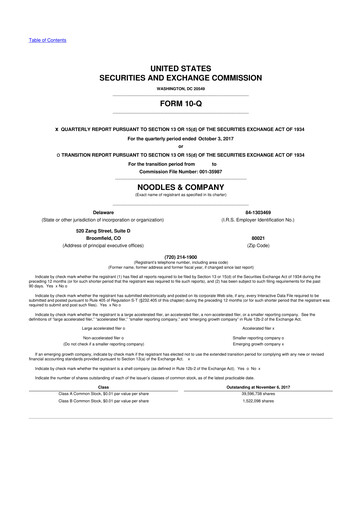 Thumbnail Noodles & Company 10-Q Quarterly Report FY2017 