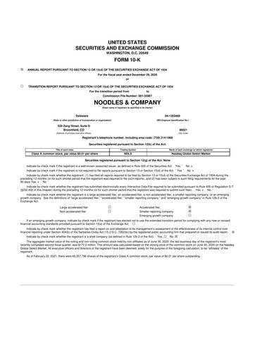 Thumbnail Noodles & Company 10-K Annual Report 2020