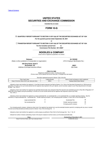 Thumbnail Noodles & Company 10-Q Quarterly Report FY2021 