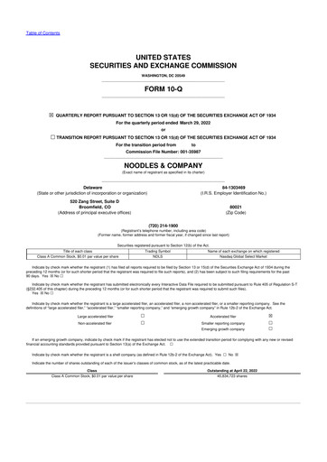 Thumbnail Noodles & Company 10-Q Quarterly Report FY2022 