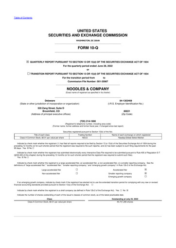 Thumbnail Noodles & Company 10-Q Quarterly Report FY2022 