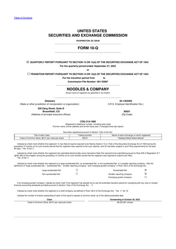 Thumbnail Noodles & Company 10-Q Quarterly Report FY2022 